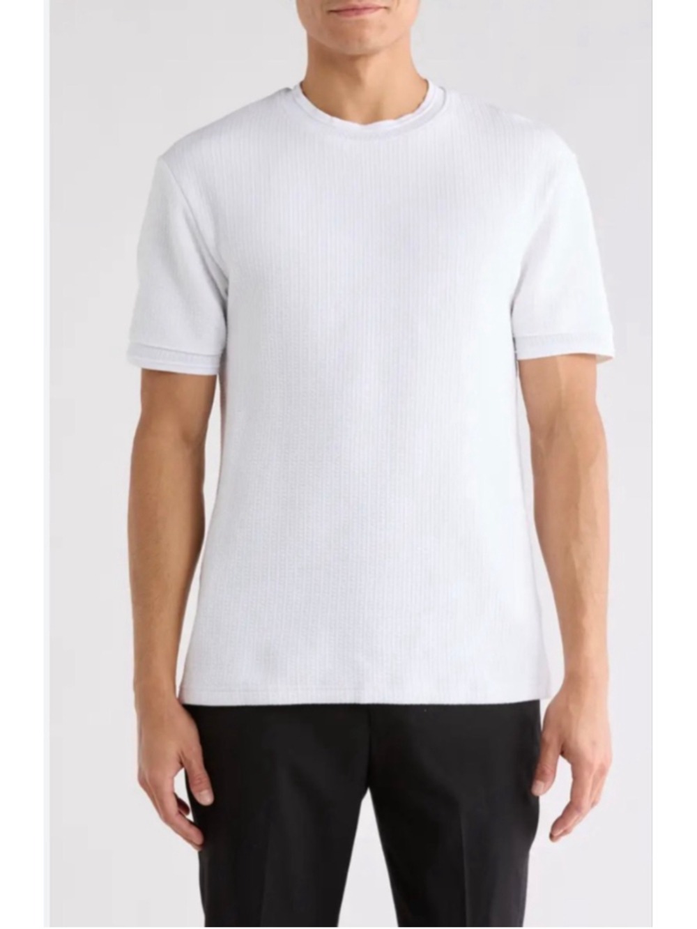 Men's Cactus Man White Textured Waffle Short Sleeve Tee XL